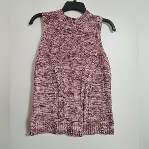 Loft Sleeveless Sweater Vest Pink Coquette Girly Y2K Sz S petite Cotton Blend